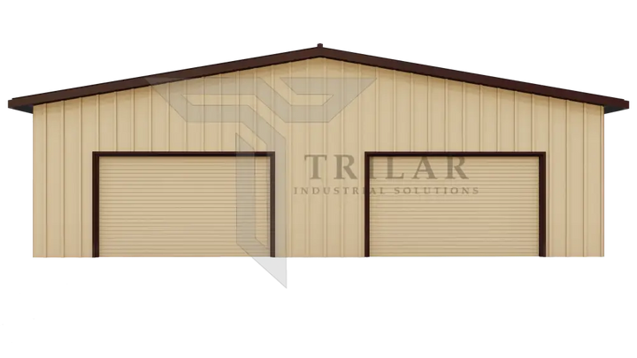 2 Car Garage Metal Building Kit 25’Wx49’Lx13’H with Electric Roll Up Door Brown/Beige
