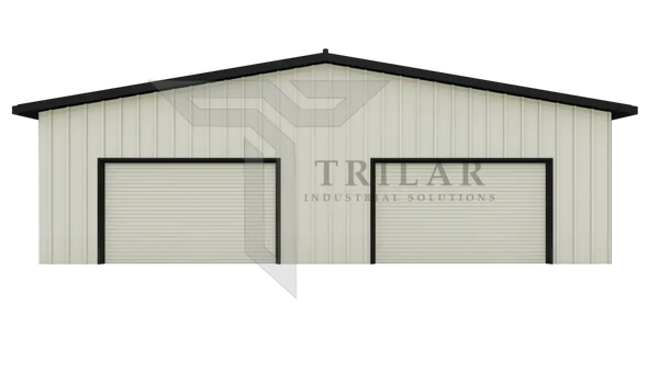 2 Car Garage Metal Building Kit 25’Wx49’Lx13’H with Electric Roll Up Door Grey/White
