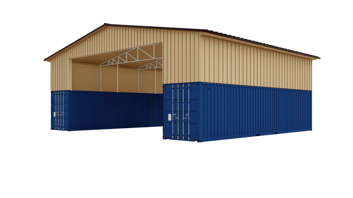Kit 2 - Metal Shipping Container Roof Kit 46'Wx40'Lx21'5"H - Trilar Industrial Solutions LLC
