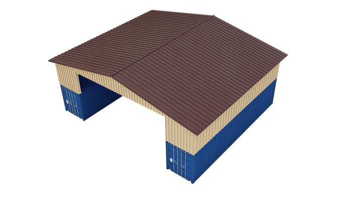 Kit 2 - Metal Shipping Container Roof Kit 46'Wx40'Lx21'5"H - Trilar Industrial Solutions LLC