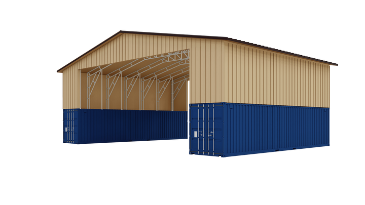 Kit 7 - Metal Shipping Container Roof Kit - 56'Wx40'Lx26'H - Trilar Industrial Solutions LLC