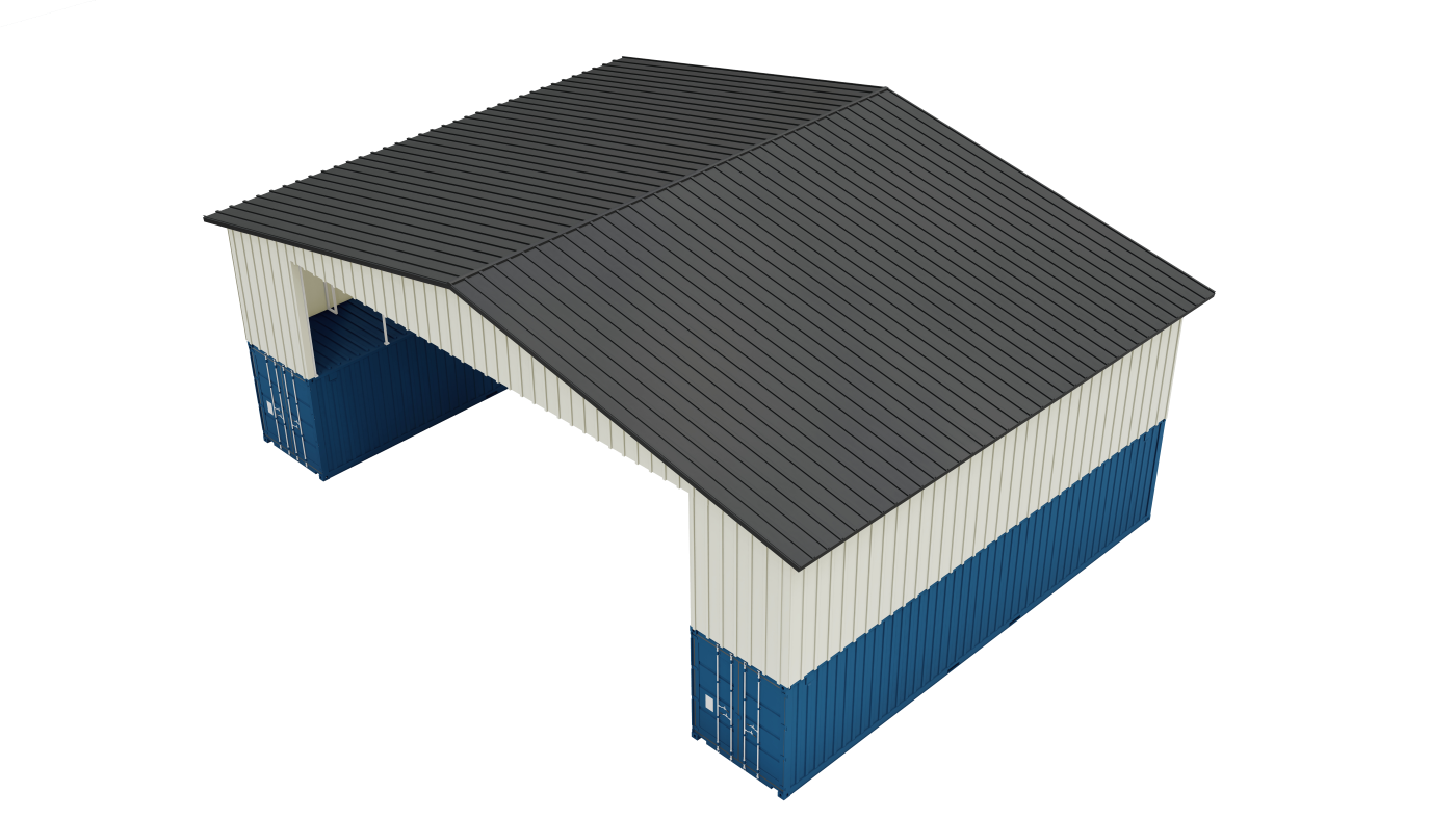 56'x40'x26' Metal Shipping Container Roof Cover Kit 7