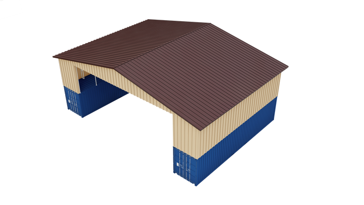 Kit 7 - Metal Shipping Container Roof Kit - 56'Wx40'Lx26'H - Trilar Industrial Solutions LLC