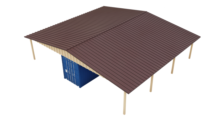 Kit 6 - Roof Kit with 8 Post for Single Container - 38'x40'x14'10" - Trilar Industrial Solutions LLC
