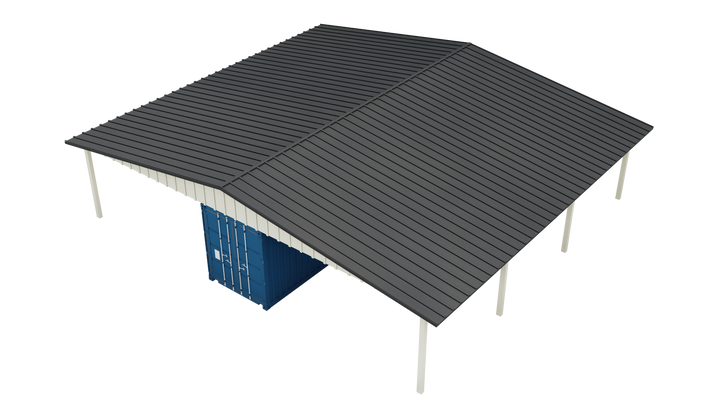 Kit 6 - Roof Kit with 8 Post for Single Container - 38'x40'x14'10" - Trilar Industrial Solutions LLC