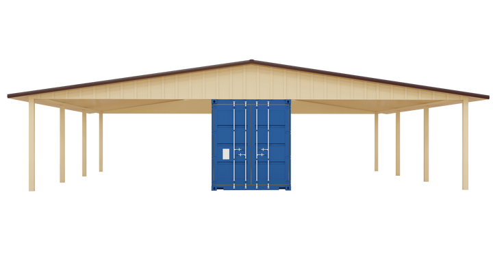 Kit 6 - Roof Kit with 8 Post for Single Container - 38'x40'x14'10" - Trilar Industrial Solutions LLC