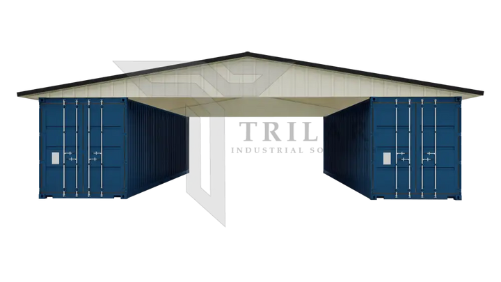 Kit 1 - Metal Shipping Container Roof Kit - 38’Wx40’Lx14’10’’H Grey/White