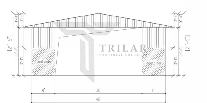Kit 2 - Metal Shipping Container Roof Kit 46’Wx40’Lx21’5’’H