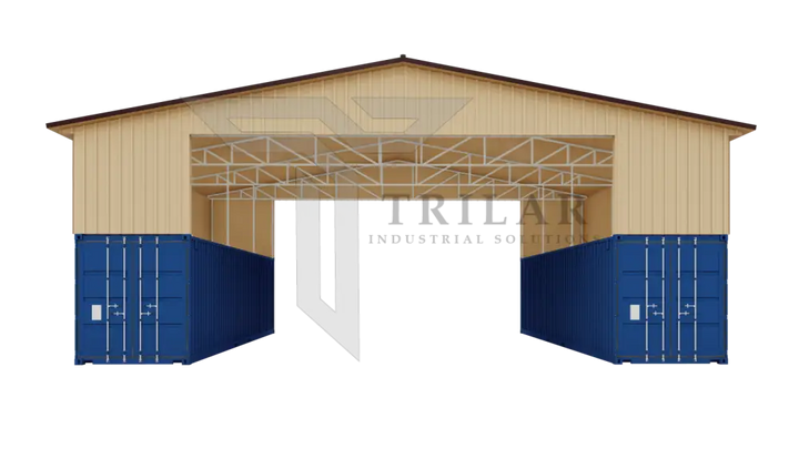 Kit 2 - Metal Shipping Container Roof Kit 46’Wx40’Lx21’5’’H Brown / Beige