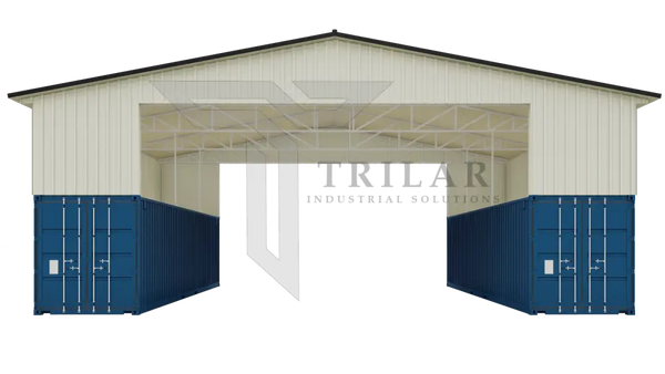 Kit 2 - Metal Shipping Container Roof Kit 46’Wx40’Lx21’5’’H Grey / White