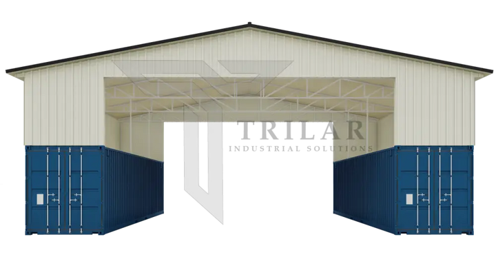 Kit 2 - Metal Shipping Container Roof Kit 46’Wx40’Lx21’5’’H Grey / White