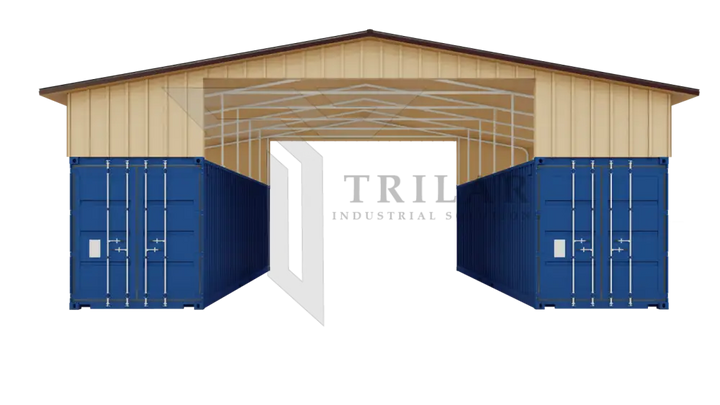 Kit 3 - Metal Shipping Container Roof Kit 36’x40’x18’ Brown / Beige