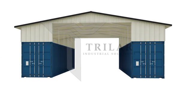 Kit 3 - Metal Shipping Container Roof Kit 36’x40’x18’ Grey / White